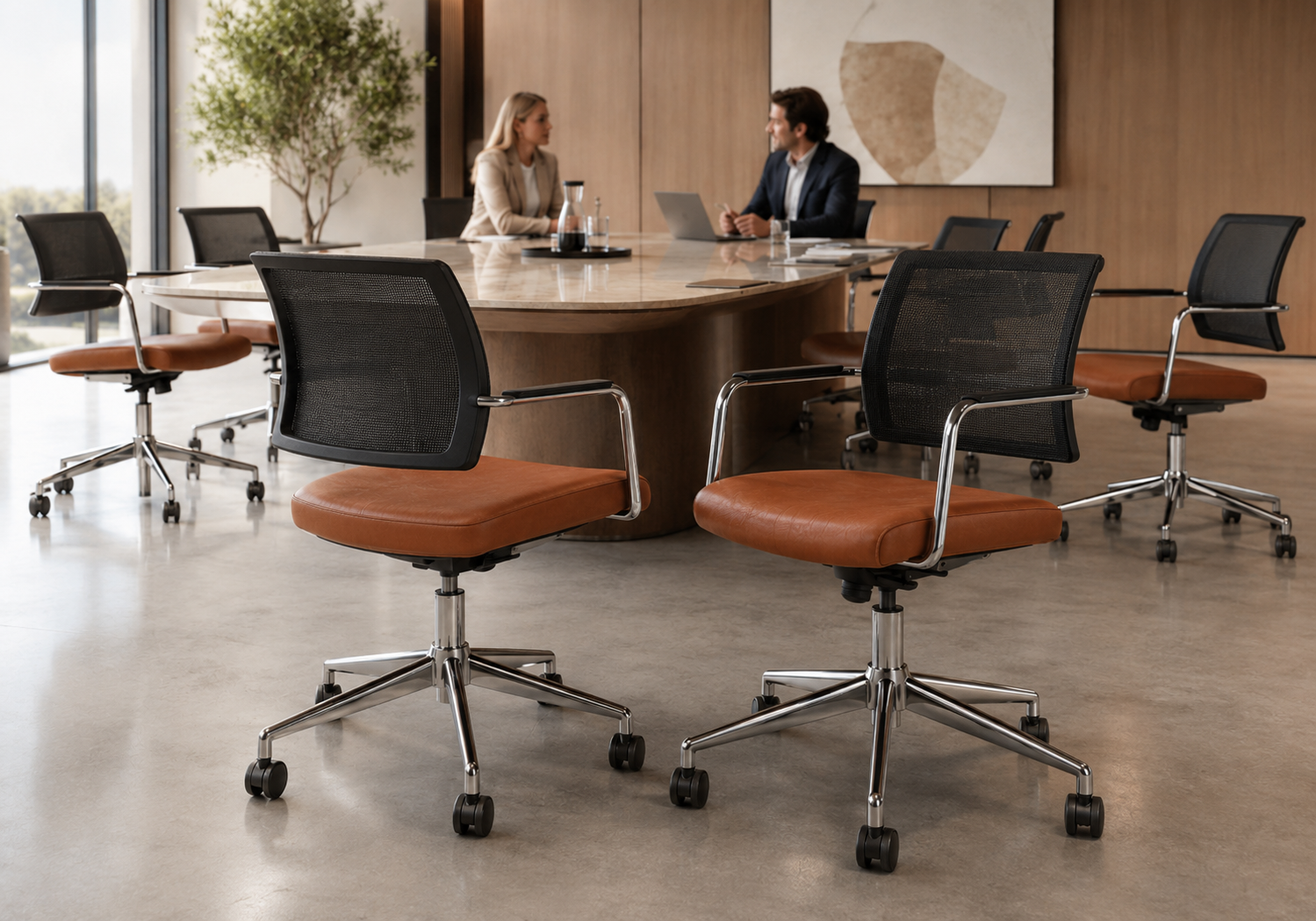 Poltrona Mas oscillante con braccioli e base in alluminio lucido
